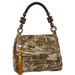 Velvet Velour Tassels Bamboo Tote Shoulder Sling Hand Bags C :)
